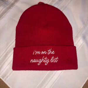 "I'm On The Naughty List" Red Christmas Beanie Hat